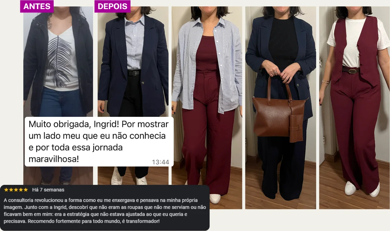 Isa antes e depois da consultoria com Ingrid Cardoso