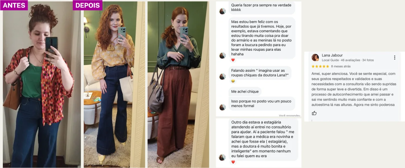 Lana antes e depois da consultoria com Ingrid Cardoso